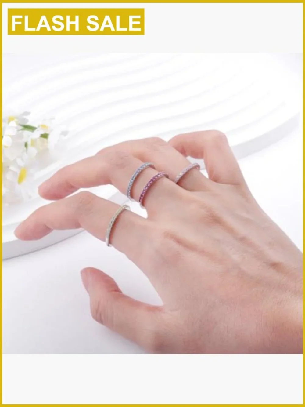 925 Sterling Silver Stackable Birthstone Rings Set CZ Eternity Band Ring for